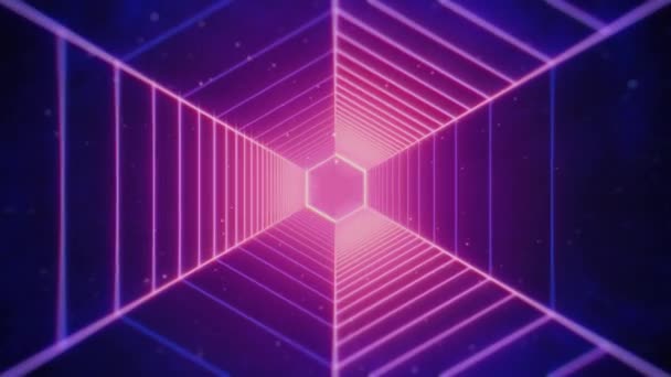 80S Retro Futiristic Pink Túnel Hexagonal Seamlessly Looping Fundo Animado — Vídeo de Stock