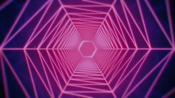 80S Retrowave Purple Hexagonal Tunnel Seamlessly Looping Animated Background — 비디오