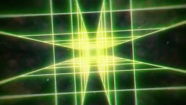 Neon Green Rotating Retro Futuristic Tunnel Fondo Animado Bucle Sin — Vídeos de Stock