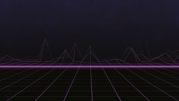 80S Retro Futuristic Mountains Animated Looping Background — 비디오