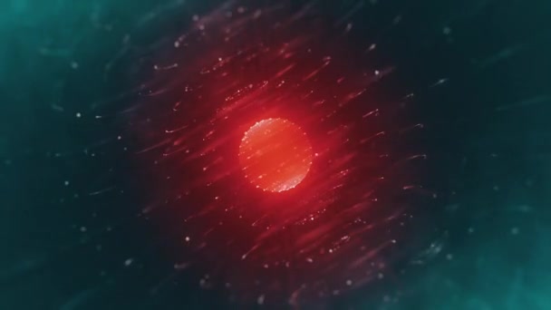 Sfera Rossa Futuristica Particelle Rotanti Sfondo Animato Senza Soluzione Continuità — Video Stock