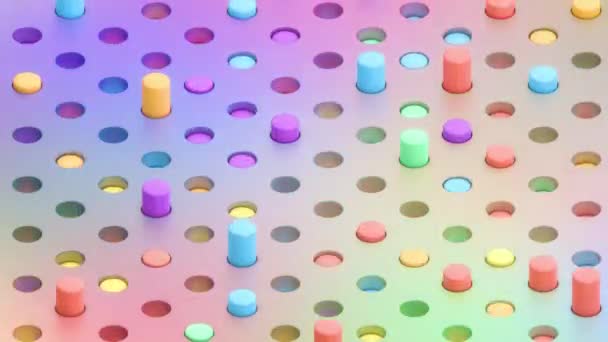 Holographic Isometric Cylinders Swaying Holes Seamlessly Looping Animated Background — Stock Video