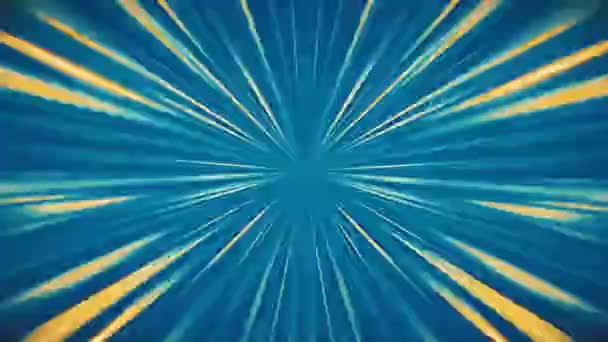Blauwe Oranje Fast Rays Tunnel Animated Achtergrond — Stockvideo