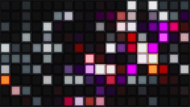 Πολύχρωμα Τετράγωνα Μαύρο Φόντο Looping — Αρχείο Βίντεο