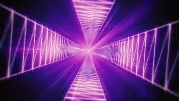 80S Retro Flight Pink Grid Tunnel Seamlessly Looping Animated Background — Stock Video