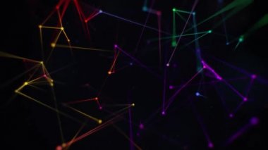 Renkli Vj Neon Pleksus Çizgileri ve Çemberleri. Kusursuz döngü canlandırılmış arkaplan.