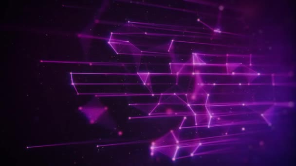 Vertical Tech Purple Plexus Lines Particle Dark Background Fond Animé — Video