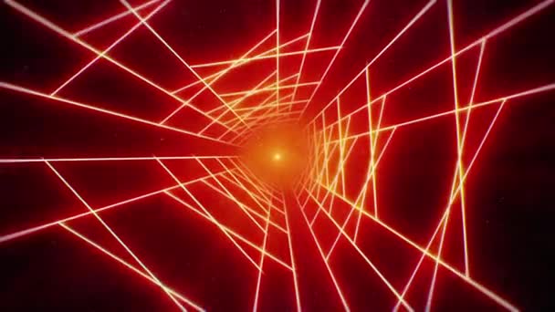 太空中明亮的红色格栅隧道 无缝循环动画背景 — 图库视频影像