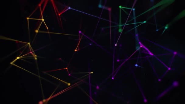 Colorato Neon Plexus Linee Cerchi Sfondo Animato Loop Senza Soluzione — Video Stock