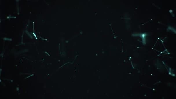 Dunkle Cyan Schwimmende Plexus Partikel Nahtlos Looping Animierten Hintergrund — Stockvideo