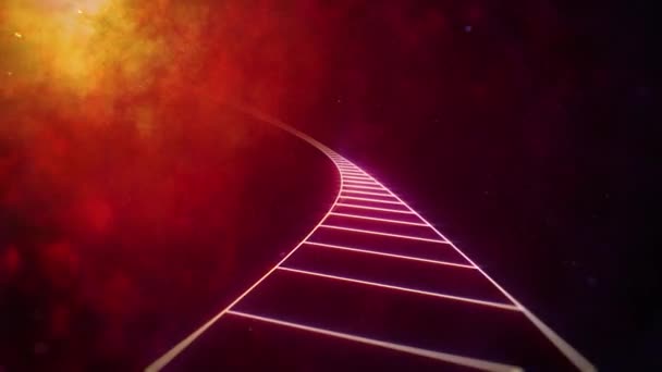 Endless Grid Road Distant Nebula Seamlessly Looping Animated Background — Stock Video