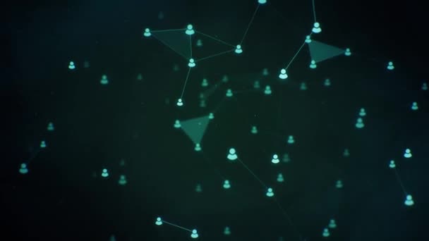 Floating Social Connections Plexus Dark Green Background Seamlessly Looping Animated — 비디오