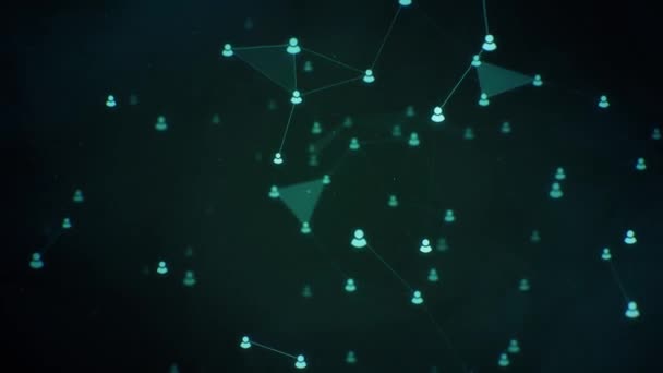 Floating Social Connections Plexus Dark Green Background Seamlessly Looping Animated — Stock Video