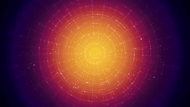 紫色和橙色背景下的未来主义旋转圆线 无缝循环动画背景 — 图库视频影像