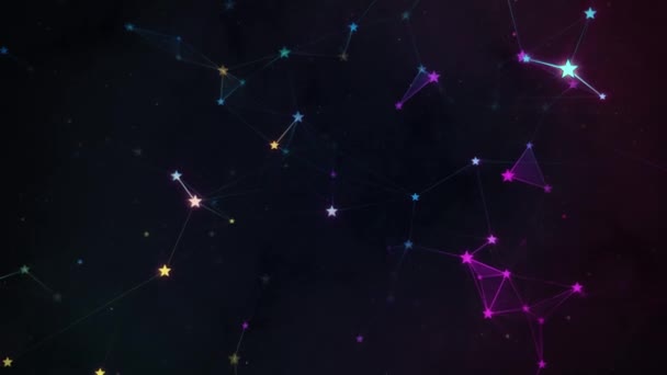 Vielfarbig Rotierende Leuchtende Sternenkonstellationen Nahtlos Looping Animierten Hintergrund — Stockvideo