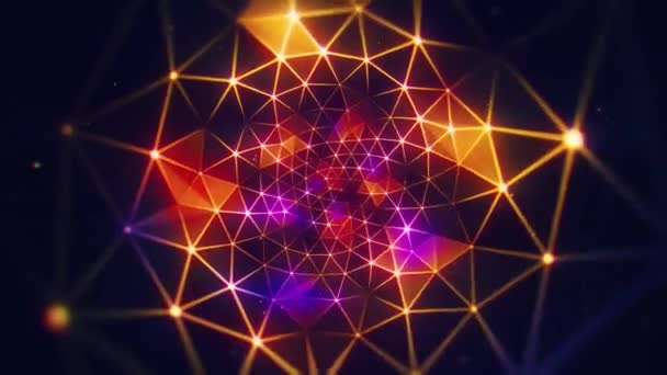 Neon Multicolored Rotating Plexus Surface Seamlessly Looping Animated Background — Stock Video