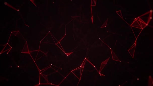 Red Floating Plexus Lines Seamlessly Looping Animated Background — Stock Video