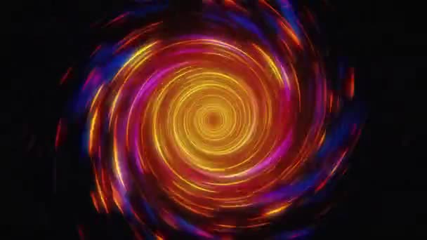 Tunnel rotatif en spirale brillante bleue et jaune. Fond animé en boucle sans couture .