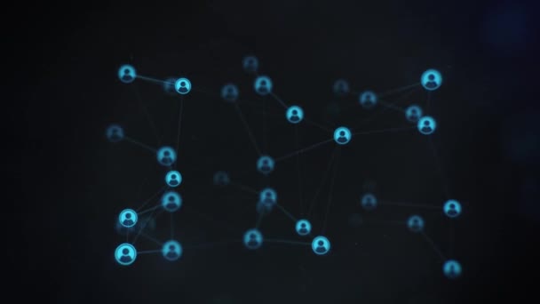 Социальная Сеть Blue Profile Темном Заднем Плане Бесшовный Цикл Анимированного — стоковое видео