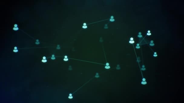Floating Social Connections Plexus Dark Green Background Seamlessly Looping Animated — ストック動画