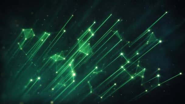 Skewed Green Plexus Lines Particles Seamlessly Looping Animated Background — Stock Video