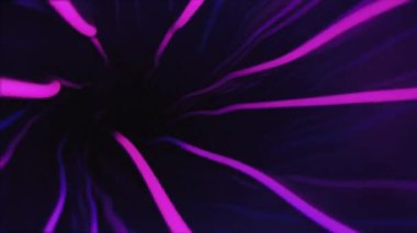Rotating Curvy Violet Strings Tunnel with Subtle Particles. Seamlessly looping animated background.