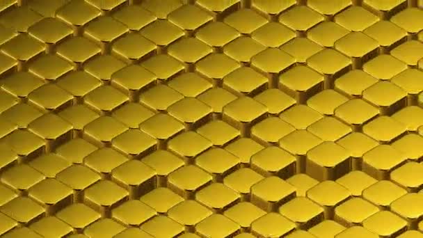 Isometrische Glijdende Oscilerende Gouden Blokken Naadloos Lussen Geanimeerde Achtergrond — Stockvideo