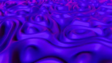 Pürüzsüz bir şekilde 3 boyutlu mor sıvı dalgalar yayıyor. Canlandırılmış arkaplan.