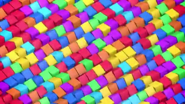 无缝线旋转三维彩色正方形 动画背景 — 图库视频影像