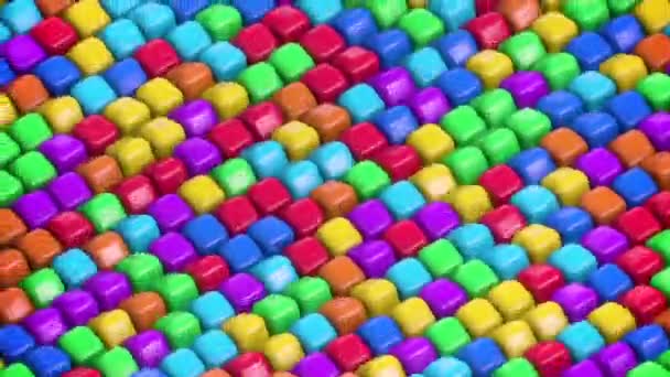 Looping Perfeitamente Girando Multicolorido Quadrados Redondos Fundo Animado — Vídeo de Stock