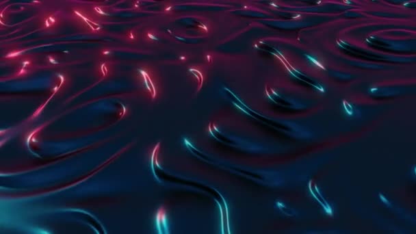 无缝循环缓慢黑暗的红色和蓝色流动的三维液体波 动画背景 — 图库视频影像
