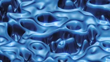 Yavaşça hareket eden mavi 3D sıvı madde. Canlandırılmış arkaplan.