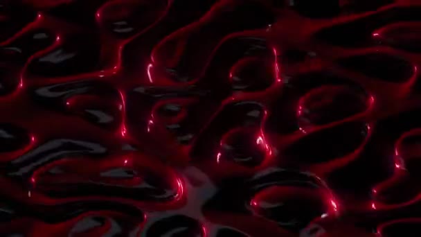 高速で動く暗赤色3D液体の波紋をシームレスにループさせます アニメーションの背景 — ストック動画