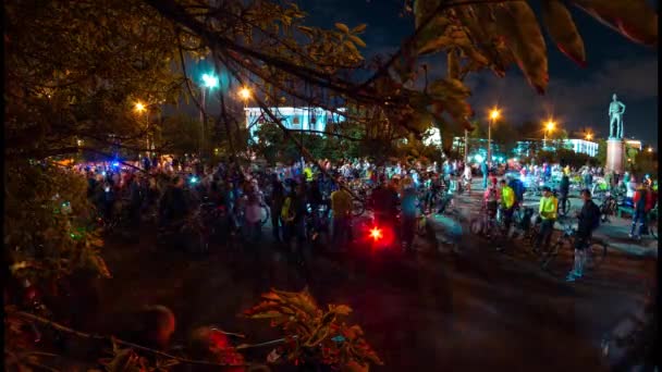 Moscow Bike festival timelapse. Multidão de ciclistas evento de bicicleta Rússia 4K — Vídeo de Stock