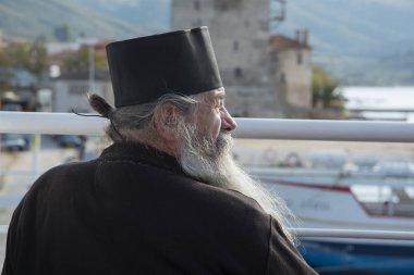 The orthodox monk with white beard clipart