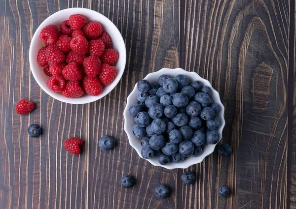 Berries Summer Fruits Wooden Table Healthy Lifestyle Concept Selective Focus — Stock Photo, Image