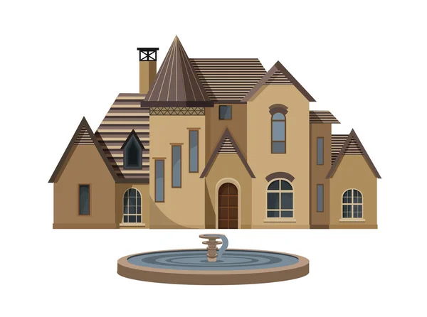 Castle style homes. Medieval castle. Houses in the style of the castle. — Stock Vector