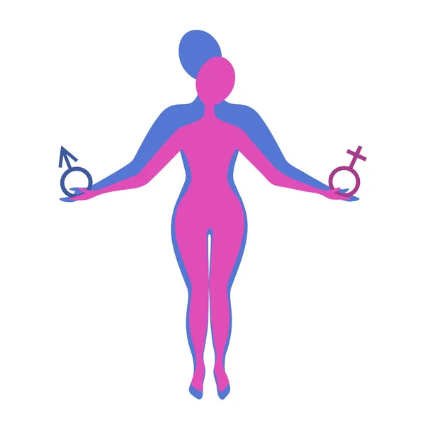 Silhouette Man Woman Hold Hands Hold Symbol Venus Mars Gender — Stock Vector
