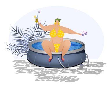 Havuzun yanında kokteyl içen kadın..