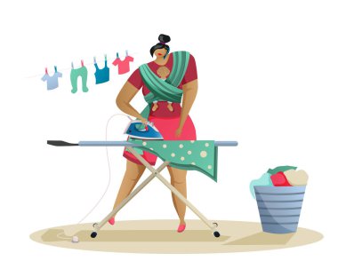 Küçük çocuğu olan bir ev hanımı..