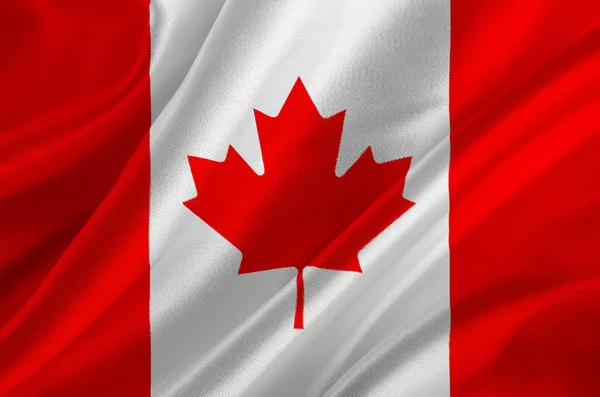 Bandera Canadá Con Hoja Arce Sobre Textiles Arrugados Cannabis Canadá — Foto de Stock