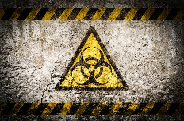 Nuclear Radiation Warning Symbol Dirty Wall Background Grunge Vignette Tone — Stock Photo, Image