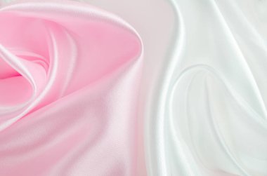 Soyut arkaplan - Pembe pastel ve beyaz saten tekstil