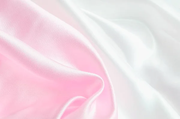 Abstract Background Crumpled Pink Pastel White Satin Textile — Stock Photo, Image