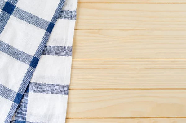 Wit Blauw Servet Houten Tafel Met Kopieerruimte Voor Tekst — Stockfoto