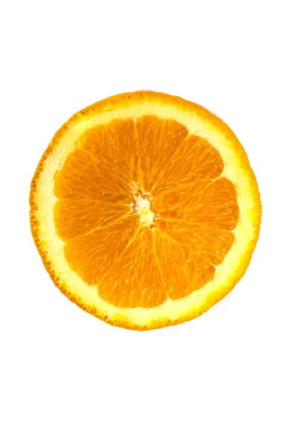 Orange Skiva Isolerad Vit Bakgrund Färsk Citrusfrukt Delad Två Delar — Stockfoto