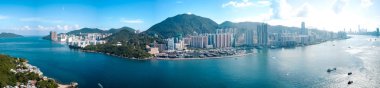 Hong Kong şehrinin hava görüntüsü 
