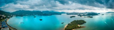 Hong Kong şehrinin hava görüntüsü 