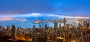 Hong Kong şehrinin hava görüntüsü 