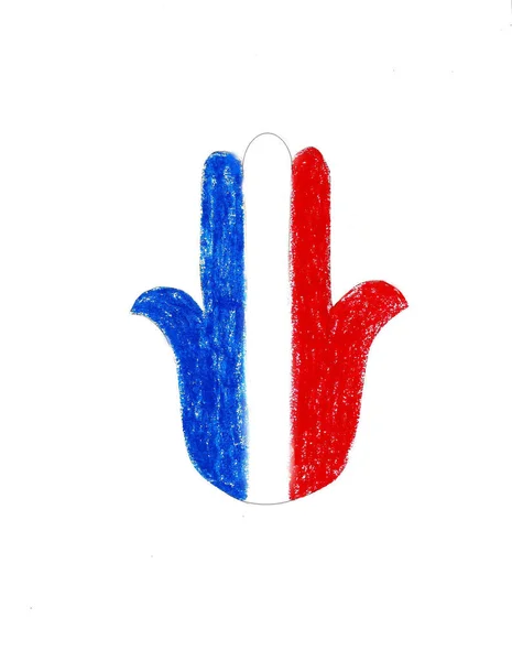 Fatima Hamsa Hand Glücksbringer Frankreich Flaggenfarben — Stockfoto